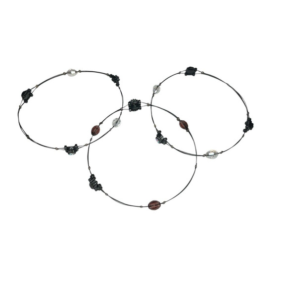 3 Piece Set Bracelets Lot with Black Wire Trio Bundle Bangle - Picture 3 of 4